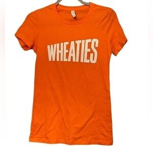 Wheaties Orange & white Graphic Short Sleeve Tee Shirt NWOT Ladies Cut